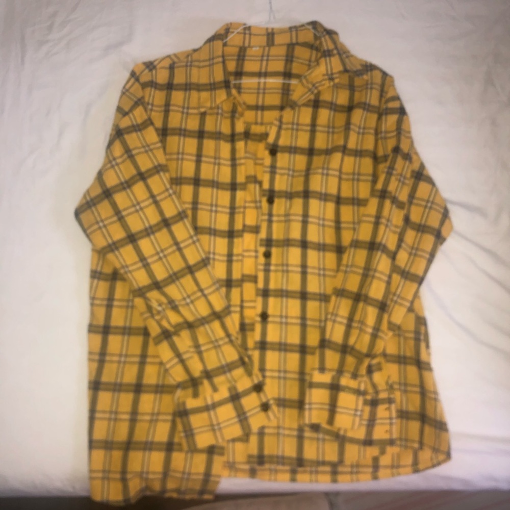 Yellow Black Flannel Button Down